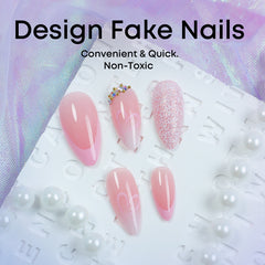 Gradient Glitter Heart Press on Nails 24Pcs Medium Almond Nails