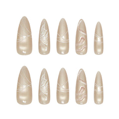 Snake & Ice Butterfly Cat Eye(Handmade press on nails)/10Pcs Stiletto Nails