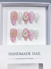Shell Flower(Handmade press on nails)/10Pcs Almond Nails