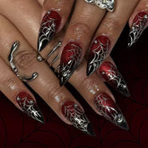 Red & Black Spider(Handmade press on nails)/10Pcs Almond Nails