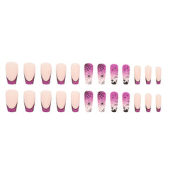 Purple Spider Web Press on Nails 24Pcs Medium Squoval Nails