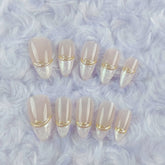 Mica French(Handmade press on nails)/10Pcs Almond Nails