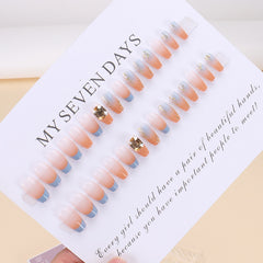 Gold Diamond(Handmade press on nails)/30Pcs Coffin Nails