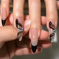 French Ribbon(Handmade press on nails)/30Pcs Almond Nails