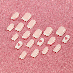 White French Love Press on Nails 24Pcs Medium Squoval Nails