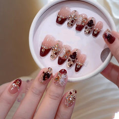 French Rhapsody(Handmade press on nails)/10Pcs Oval Nails