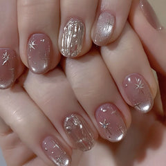 Star Magic Mirror Cat Eye(Handmade press on nails)/10Pcs Squoval Nails