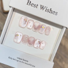 Cat Eye Jellyfish Tail Handmade press on Nails / 10Pcs Squoval Nails