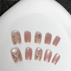 Sweet Princess Cat Eye(Handmade press on nails)/10Pcs Squoval Nails
