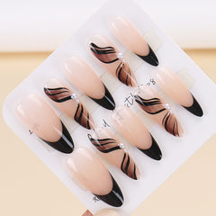 French Ribbon(Handmade press on nails)/30Pcs Almond Nails