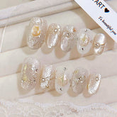 Golden Cat Cat Eye(Handmade press on nails)/10Pcs Oval Nails