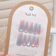 Cat Eye Gradient(Handmade press on nails)/10Pcs Coffin Nails