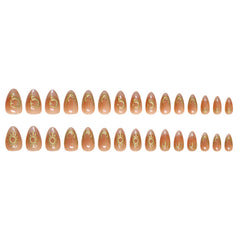 Sun French Press on Nails 24Pcs Short Almond Nails