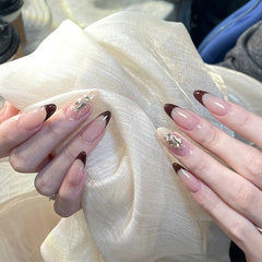 French Diamond(Handmade press on nails)/30Pcs Almond Nails