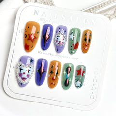 Halloween clown(Handmade press on nails)/10Pcs Almond Nails