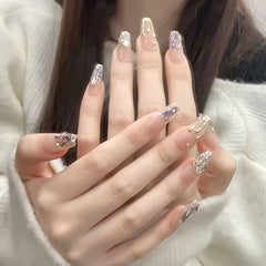 Purple Diamond(Handmade press on nails)/30Pcs Coffin Nails