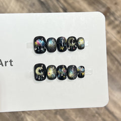 Cute Rainbow Cat Eye(Handmade press on nails)/10Pcs Squoval Nails