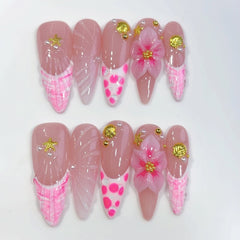 Shell Flower(Handmade press on nails)/10Pcs Stiletto Nails