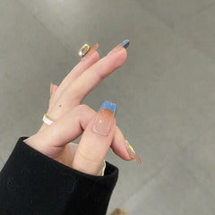 Gold Diamond(Handmade press on nails)/30Pcs Coffin Nails