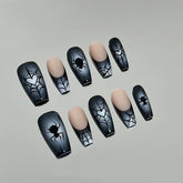 French Spider Web(Handmade press on nails)/10Pcs Coffin Nails