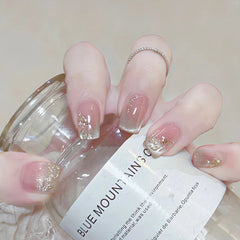 Blush Gilded Vine Cat Eye(Handmade press on nails)/10Pcs Squoval Nails