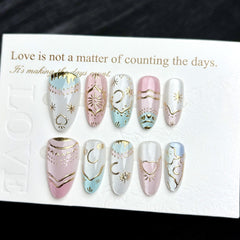 Elf Princess(Handmade press on nails)/10Pcs Almond Nails