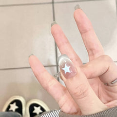 Blue Stars Cat Eye(Handmade press on nails)/10Pcs Coffin Nails