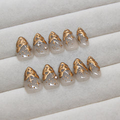 3D irregular stars Press on Nails 24Pcs Short Almond Nails