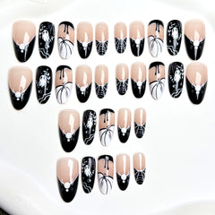 French Ghost Pumpkin(Handmade press on nails)/10Pcs Almond Nails