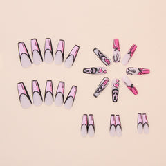Comic pumpkin ghost Press on Nails 24Pcs Long Ballerina Nails