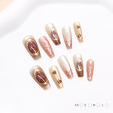 Plaid Butterfly Heart Cat Eye(Handmade press on nails)/10Pcs Ballerina Nails