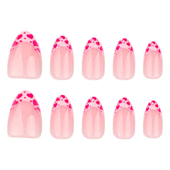 Pink Love French Press on Nails 24Pcs Medium Almond Nails