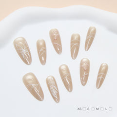 Snake & Ice Butterfly Cat Eye(Handmade press on nails)/10Pcs Stiletto Nails