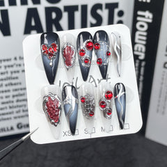 Gothic Ruby Handmade press on nails