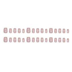 Cat Eye Snowflake Christmas Press on Nails 24Pcs Medium Squoval Nails