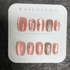 Star Magic Mirror Cat Eye(Handmade press on nails)/10Pcs Squoval Nails