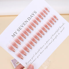 French Gold(Handmade press on nails)/30Pcs Almond Nails