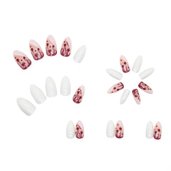 Red Blood Press on Nails 24Pcs Medium Almond Nails