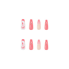 Pink Ghost Press on Nails 24Pcs Long Ballerina Nails