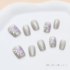 3D Diamond Butterfly Cat Eye(Handmade press on nails)/10Pcs Squoval Nails