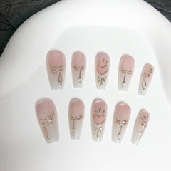 Princess Cupid Cat Eye(Handmade press on nails)/10Pcs Ballerina Nails