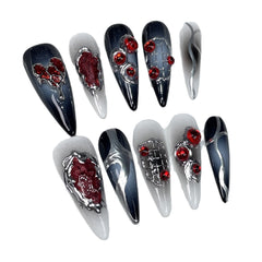 Gothic Ruby Handmade press on nails