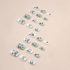 Line Dog(Handmade Press On Nails)/24Pcs Short Children Nails