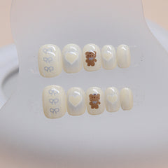 Bear(Handmade Press On Nails)/24Pcs Short Children Nails