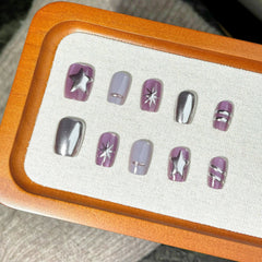 Starry Sky Dream Cat Eye(Handmade press on nails)/10Pcs Squoval Nails