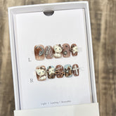 Leopard Print Metal Cross(Handmade press on nails)/10Pcs Square Nails