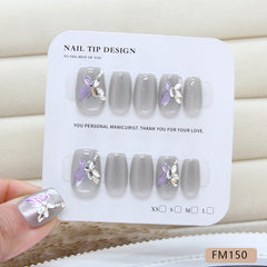 3D Diamond Butterfly Cat Eye(Handmade press on nails)/10Pcs Squoval Nails