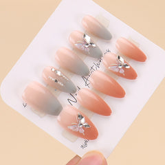 Butterfly(Handmade press on nails)/30Pcs Almond Nails