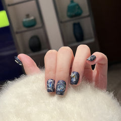 Whirlpool Galaxy Cat Eye(Handmade press on nails)/10Pcs Square Nails