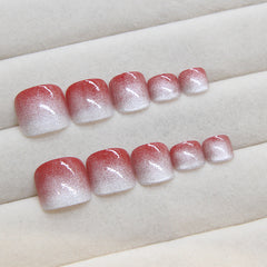 Gradient Color Cat Eye(Handmade Press On Nails)/24Pcs Short Toe Nails